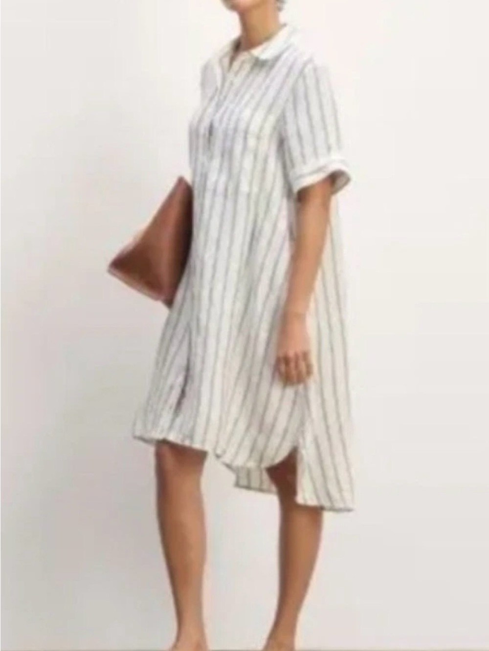 Everlane The Daytripper Dress in Linen White Blue Stripe Size XL NWT